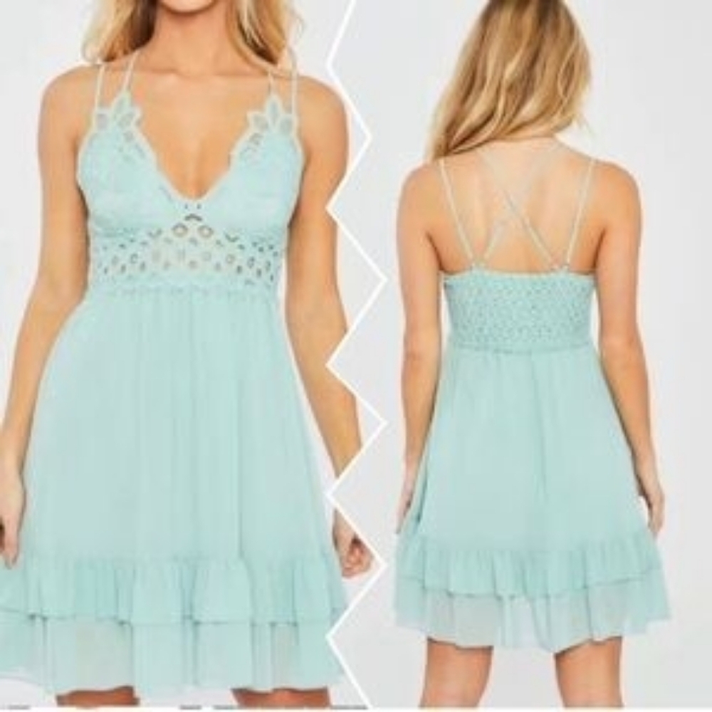 Mint Green Lace Mini Dress